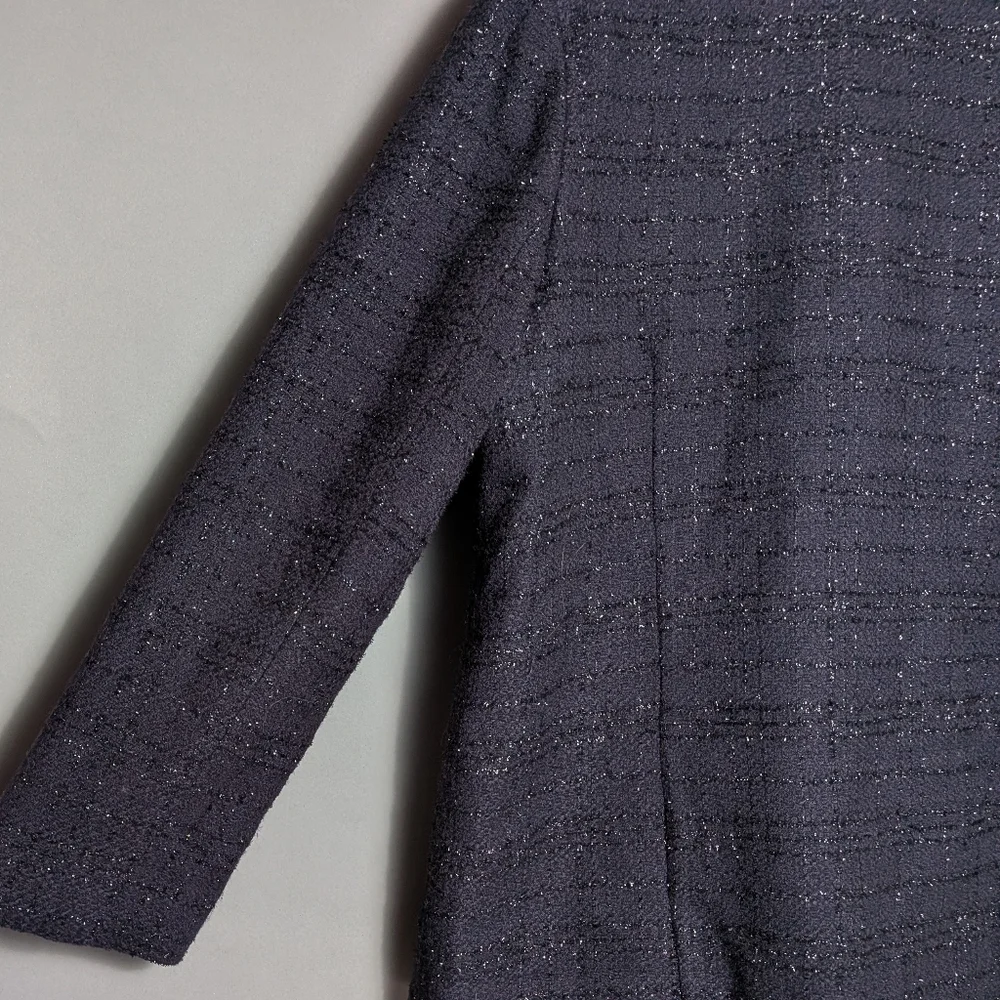 Sag Harbor Vintage Petite Black Metallic Tweed Blazer Classic Jacket Plus Size